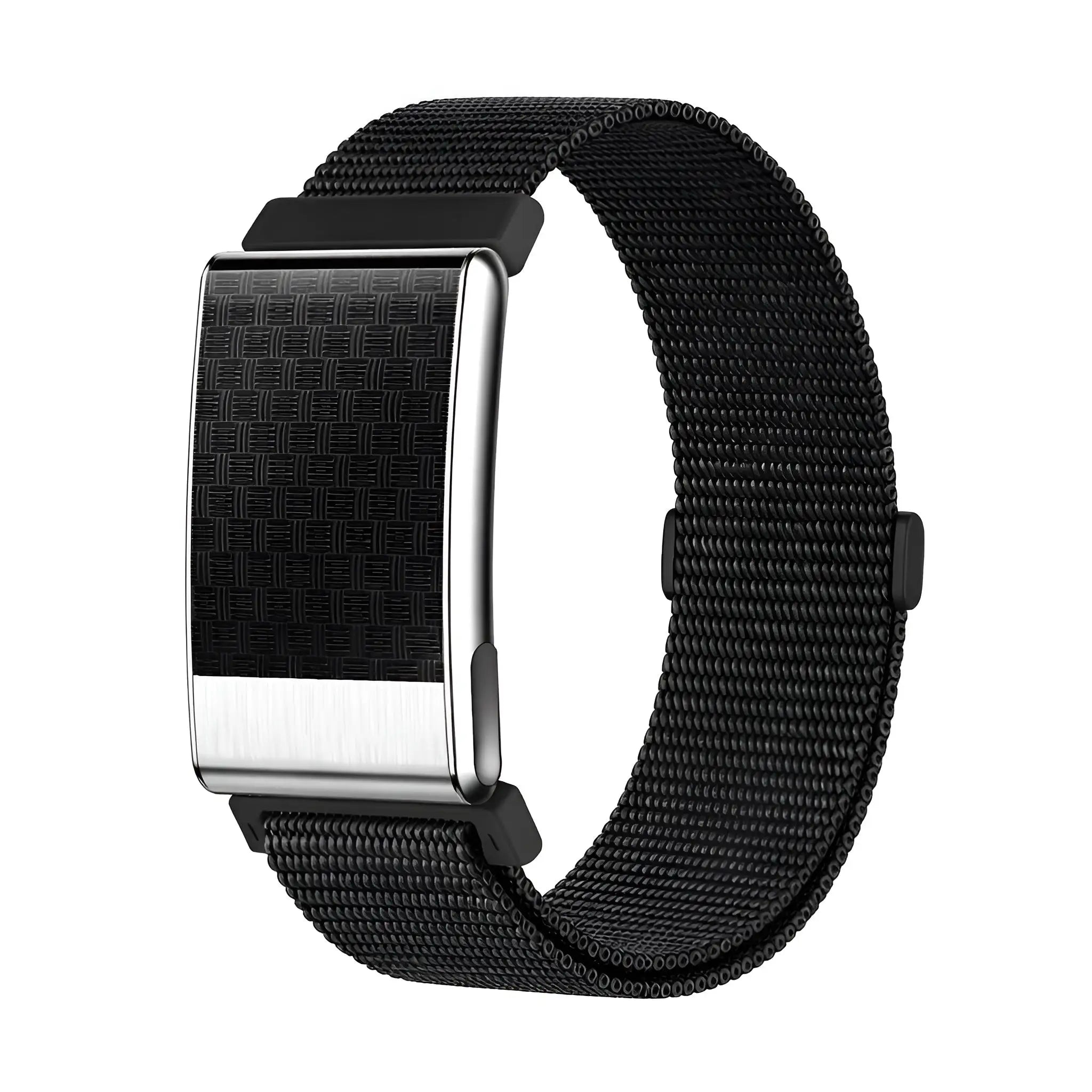 AltaX élixir Sense smart band with black strap, displaying a fitness tracker screen with heart rate, steps, and health monitoring data.