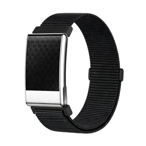 AltaX élixir Sense smart band with black strap, displaying a fitness tracker screen with heart rate, steps, and health monitoring data.