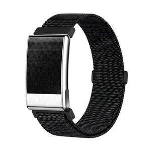 AltaX élixir Sense smart band with black strap, displaying a fitness tracker screen with heart rate, steps, and health monitoring data.