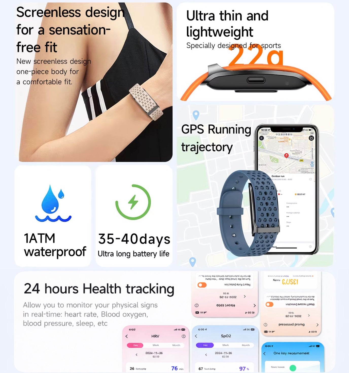 AltaX élixir LOOP smart band showing a sleek black fitness tracker with a digital display and 24/7 activity tracking features.